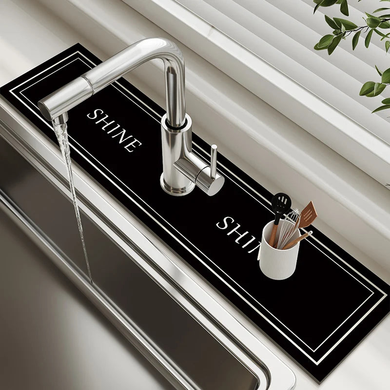 Alfombrilla para grifo de fregadero, alfombrilla de cocina, alfombrilla de drenaje, alfombrilla de mesa absorbente, alfombrilla antideslizante de diatomita para baño, protección impermeable para encimera.