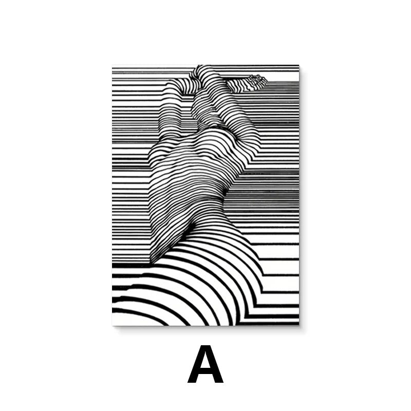 Arte de pared abstracto moderno, imagen de mujer desnuda en blanco y negro, póster impreso en lienzo HD, decoración para sala de estar, hogar, pasillo