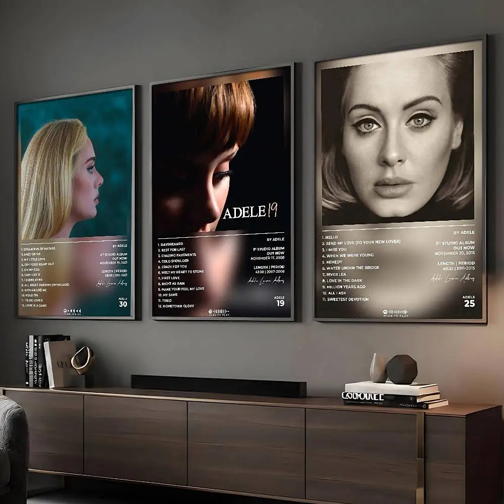 Affiche Adèle Chanteuse Art HD Autocollant Mural Étanche Maison Salon Bar Décoration