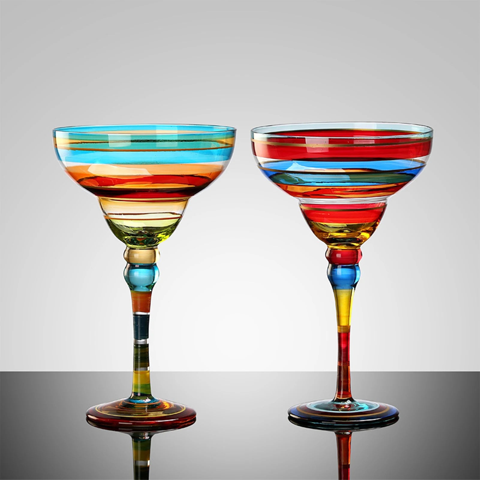 Verres à Cocktail Margarita Polyvalents Verres à Vin Colorés pour la Maison, le Bar, le Mariage, les Fêtes