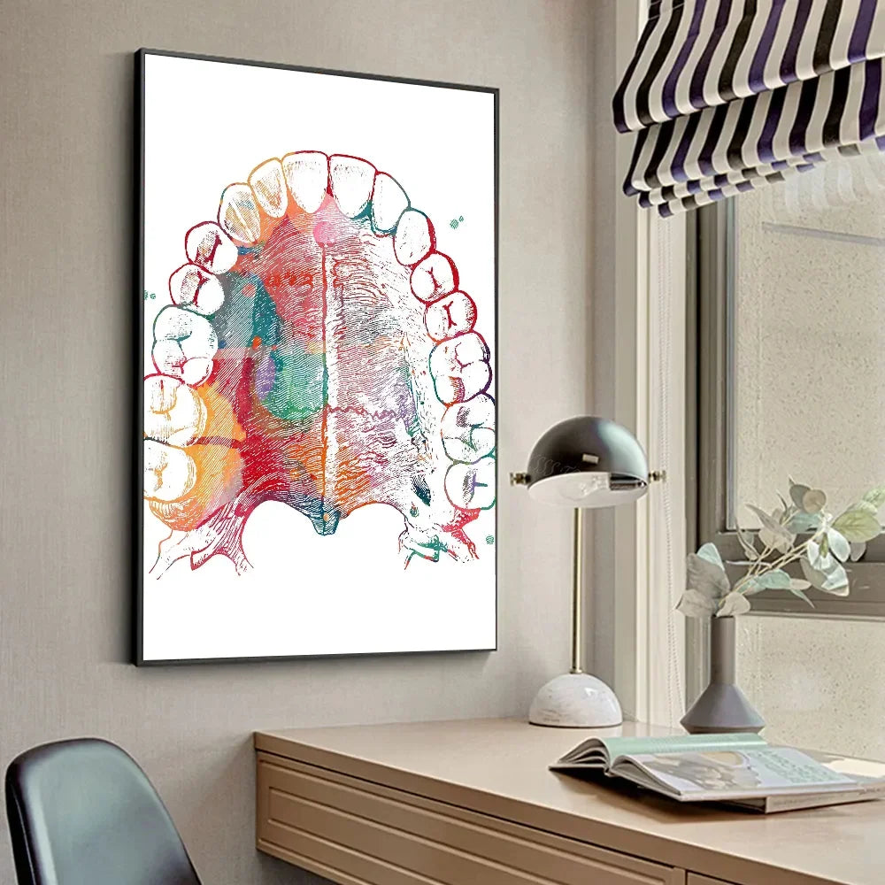 Anatomie Dents Humaines Affiches d'Art Rangée de Dents Illustration Affiche HD Posters Maison Chambre Bar Café Décoration Murale Peinture Photo