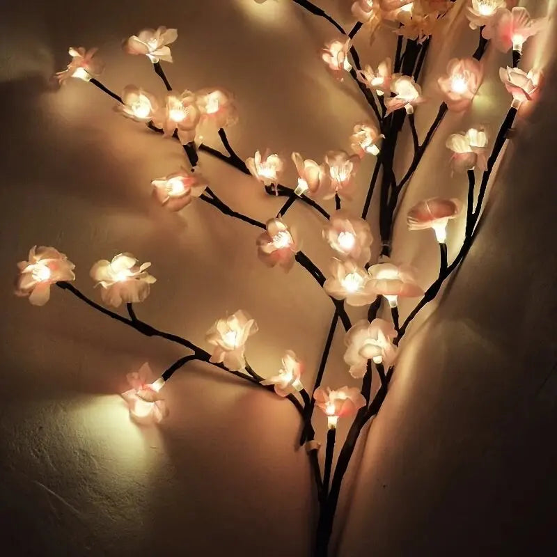 1PC 96 LED Guirlande Lumineuse Branche Fleur de Cerisier, 8 Modes Alimentée par USB Lumière d'Ambiance Murale Idéale