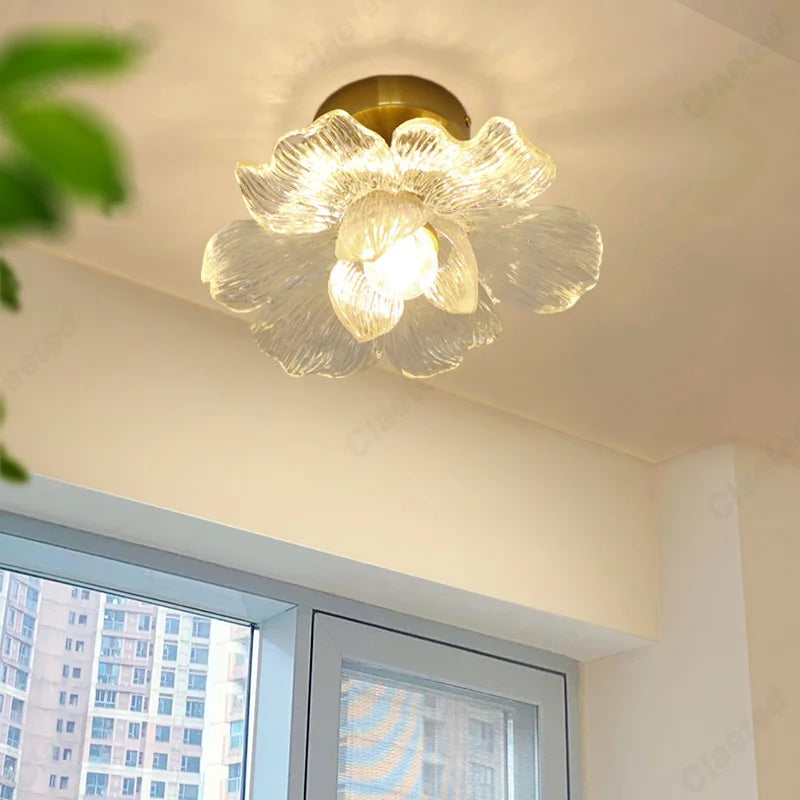 Lámpara de techo LED moderna minimalista con pétalos de flores para sala de estar, pasillo, balcón, iluminación decorativa E27