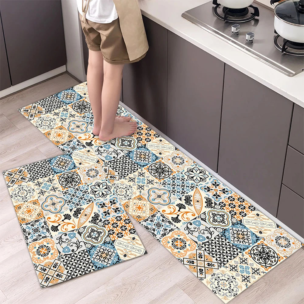 VIKAMA 1/2PCS Alfombra de cocina resistente al aceite, alfombra de baño absorbente de secado rápido, felpudo antideslizante para decoración del hogar