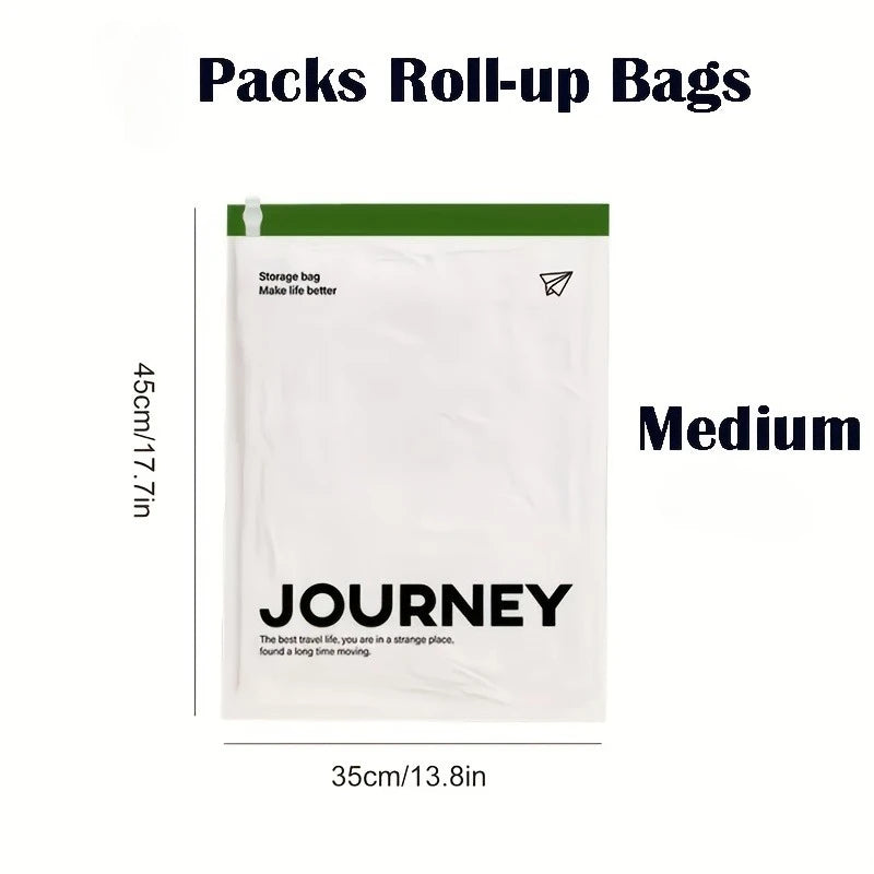 4-Pack Colorful Compression Bags! 3 Sizes, Space-Saving, Roll-Up Design. Waterproof, Durable for Trips & Outdoors