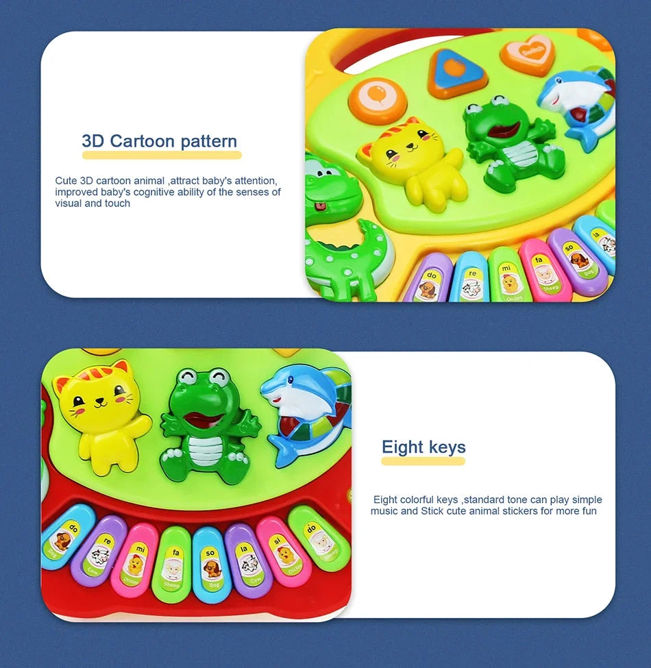 Juego de Teclado de Piano de Dibujos Animados para Niños con Luces Intermitentes, Música, Sonidos de Animales, Juguetes Musicales para Bebés, Juguetes Educativos, Regalos para Niños