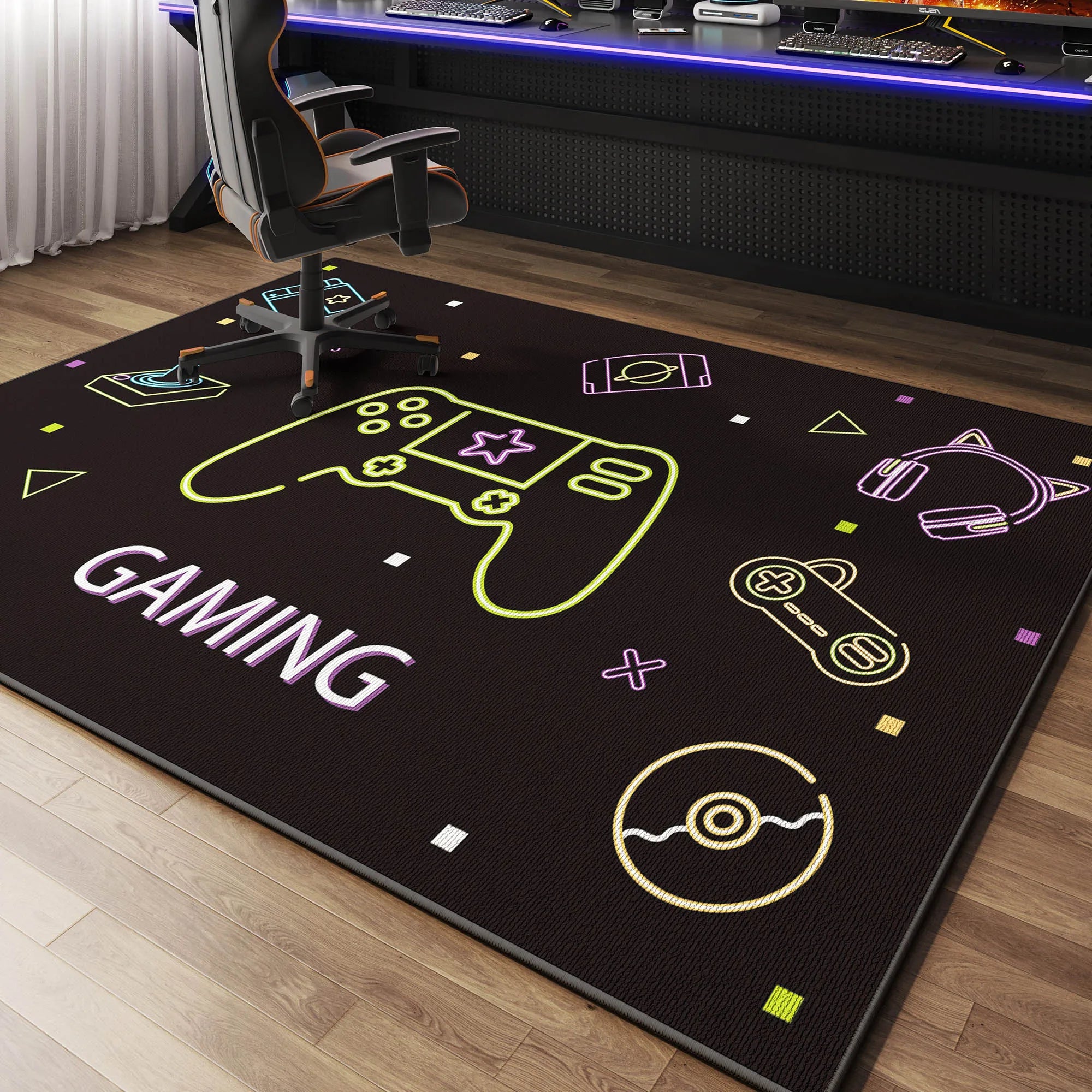 Alfombra de lujo para sala de juegos casual VIKAMA, alfombrilla antideslizante para silla de oficina y dormitorio silencioso, alfombra para dormitorio masculino, decoración del hogar