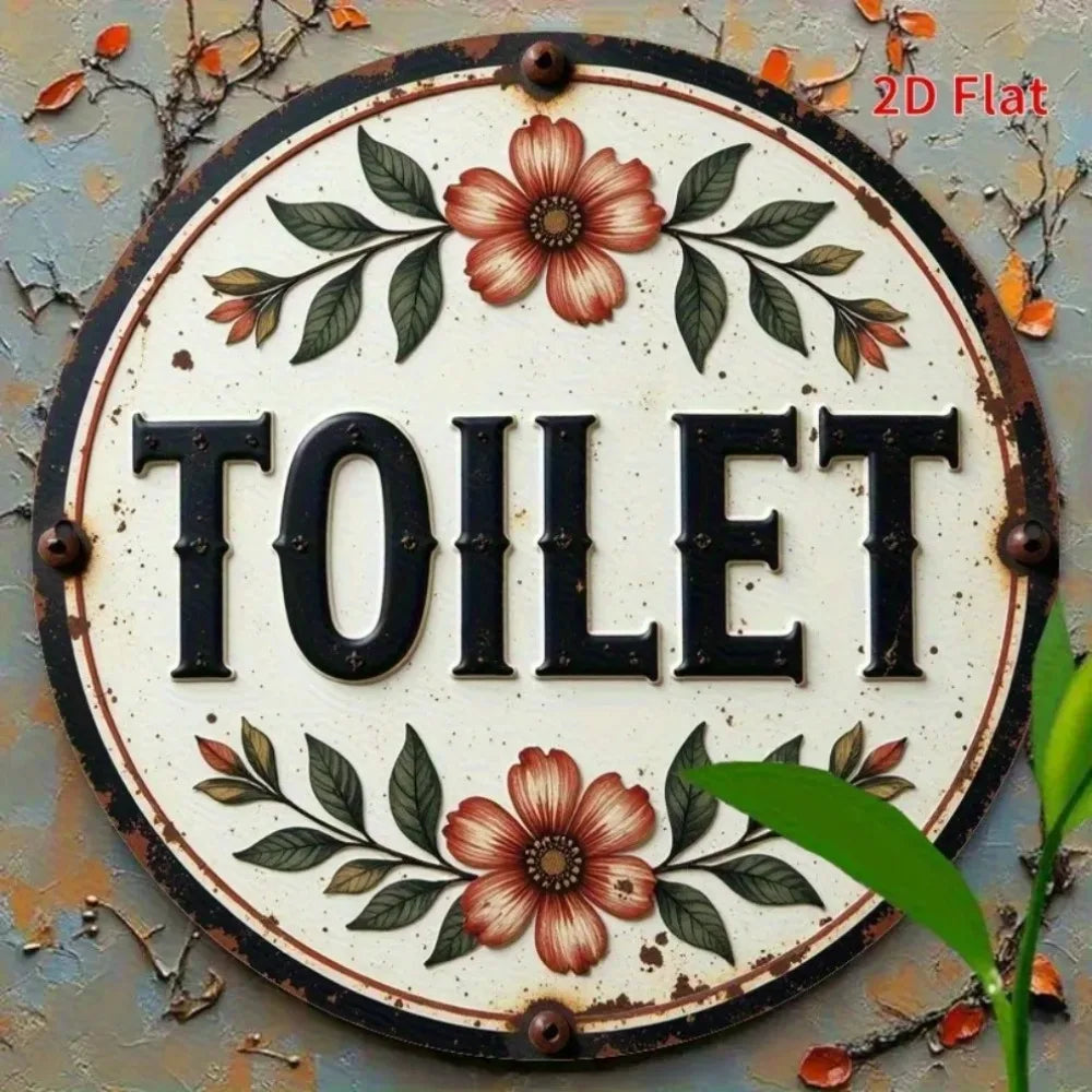 Letrero de inodoro vintage, decoración de baño retro imitación madera, humor, fácil instalación en el hogar