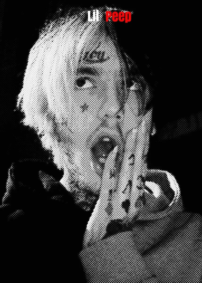 Lil Peep Retro Poster - Vintage Black & White Canvas Wall Art for Hip Hop Fans, Room Decor Aesthetic