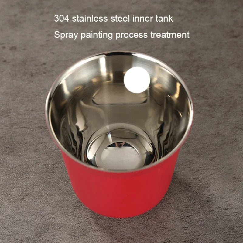 Nouvelle tasse à café capsule à double paroi en acier inoxydable, fond plat, simple et estival, couleur unie de haute qualité.