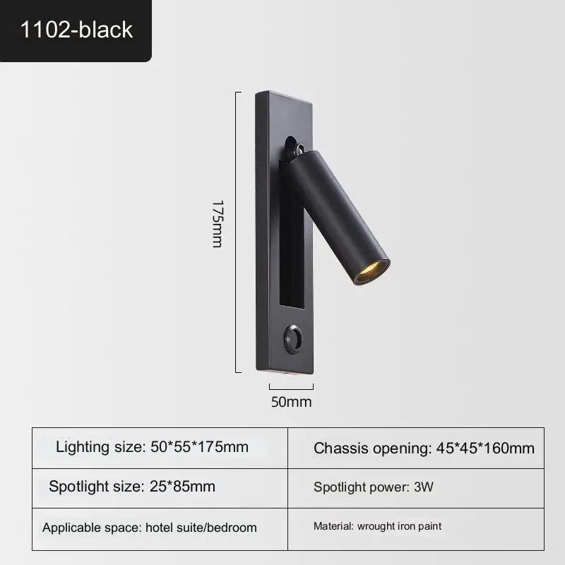 Lámpara de pared LED interior Focos nórdicos para dormitorio, junto a la sala de estar, hotel, rotación moderna, cabecero plegable, luces de lectura