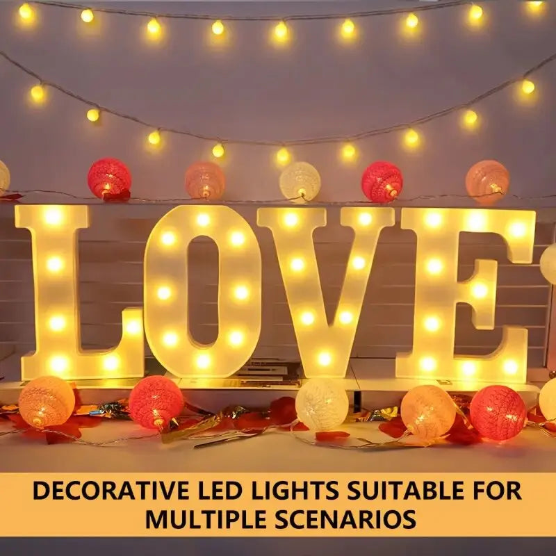 Veilleuses LED Blanches Lettres et Chiffres de 21,8 cm, Lumières Décoratives à Piles, Appliques Murales Pour Mariage, Anniversaire, Fête, Noël