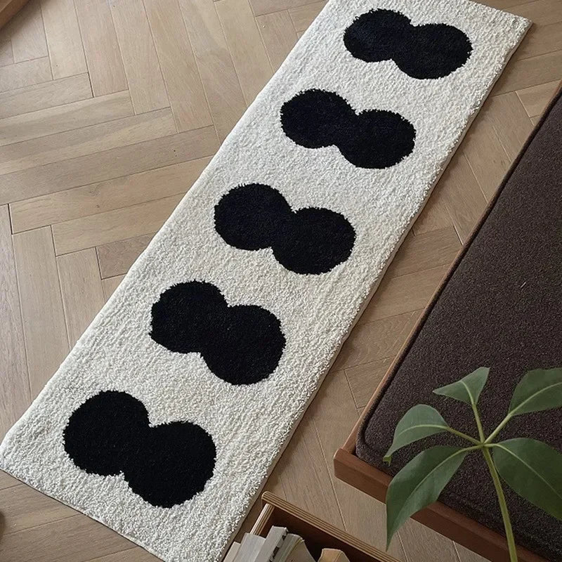 Tapis de chevet minimaliste noir et blanc VIKAMA pour chambres et salons Tapis moelleux et confortable pour la décoration intérieure