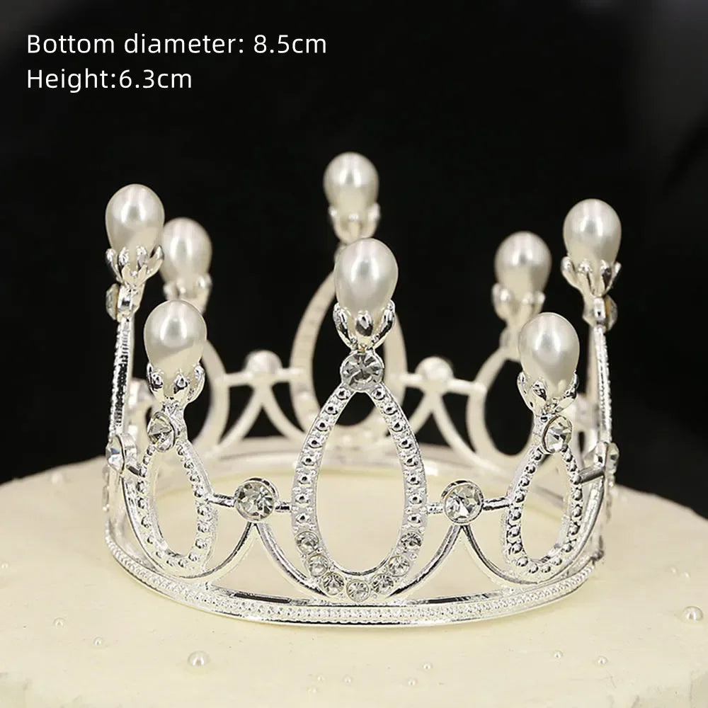 Nouveau Topper de Gâteau en Strass Couronne Chapeau Décoration Accessoires de Cheveux pour Enfants Princesse Fête de Mariage Anniversaire Fournitures