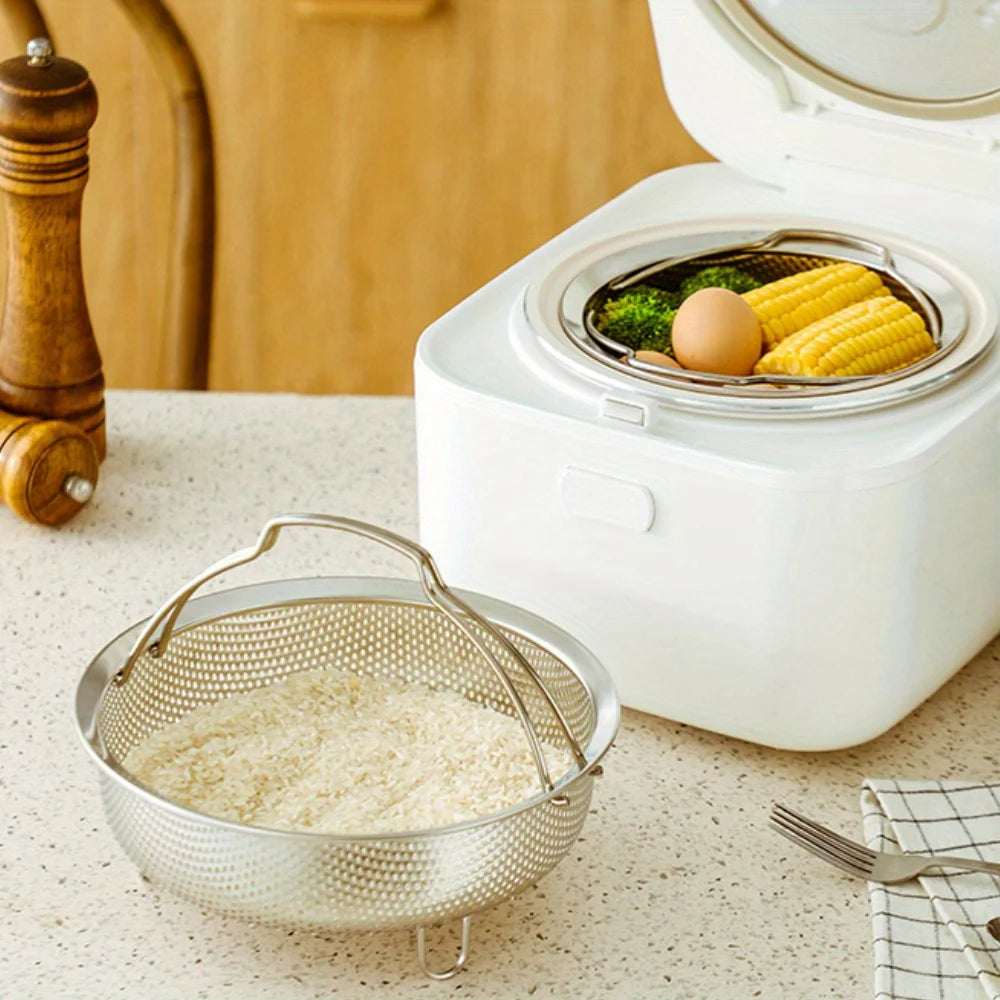 Cesta Universal de Acero Inoxidable para Cocción al Vapor | Inserto de Acero Inoxidable 304 de Grado Alimenticio para Olla Arrocera/Instant Pot | Colador Multifunción Apto para Lavavajillas