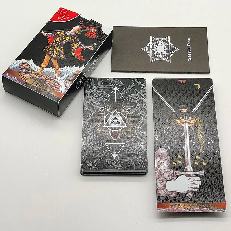 Mazo de Tarot de PVC a prueba de agua de 78 cartas con paquete de plástico Juego de mesa de adivinación Conjunto de oráculo de adivinación para principiantes