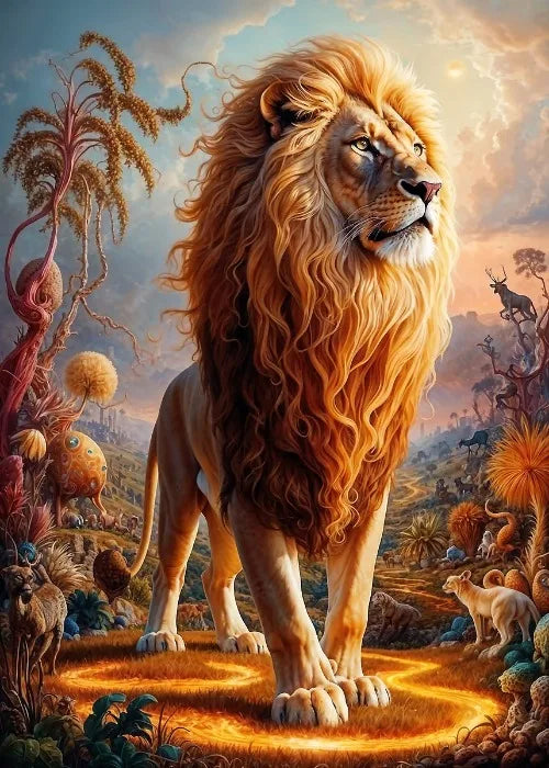 Affiches Animaux Sauvages Safari Surréaliste Décor Mural Esthétique Animal Totem Monde Surréaliste Lion Éléphant Tigre Lapin Renard Impressions sur Toile