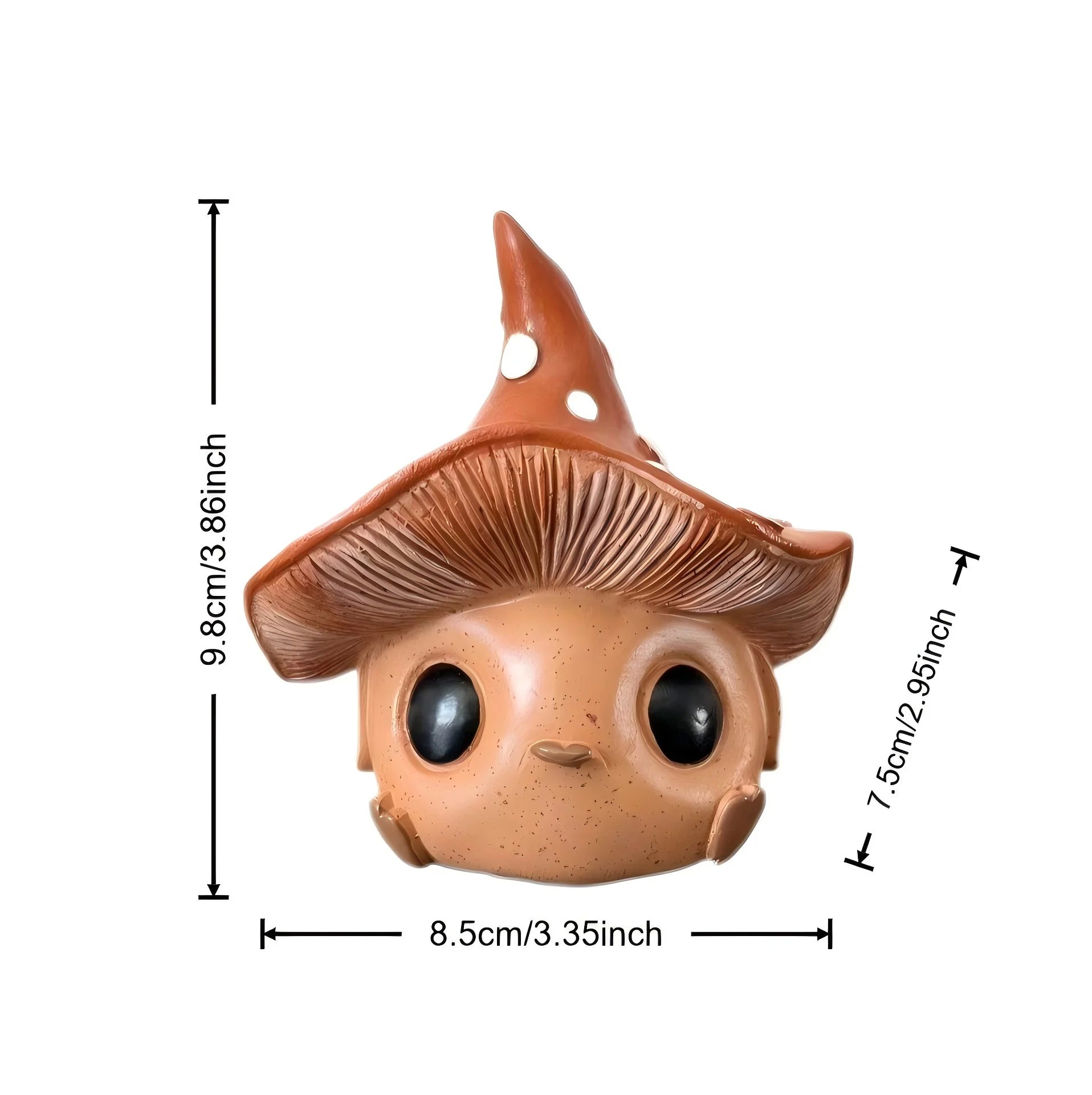 Encantadora y adorable estatua de elfo seta, con los ojos bien abiertos y la boca haciendo un puchero, adecuada para la decoración del hogar y la oficina, una excelente opción para regalos de vacaciones, con un diseño único y estilo natural.