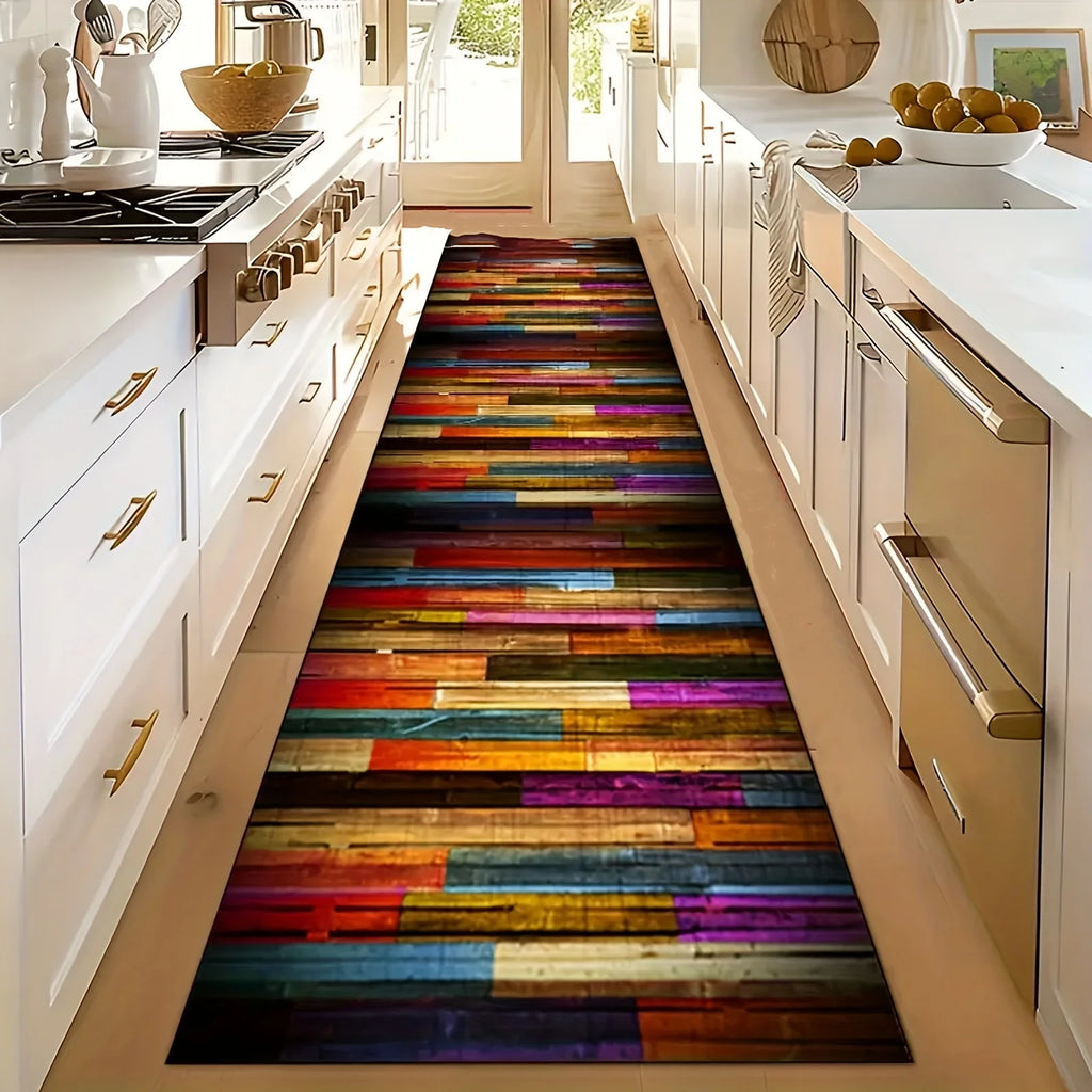 VIKAMA Tapis Couleurs Riches Tapis Arc-en-ciel Tapis Long Couloir Tapis de Cuisine Tapis de Salon Chambre Tapis de Chevet Couverture Doma