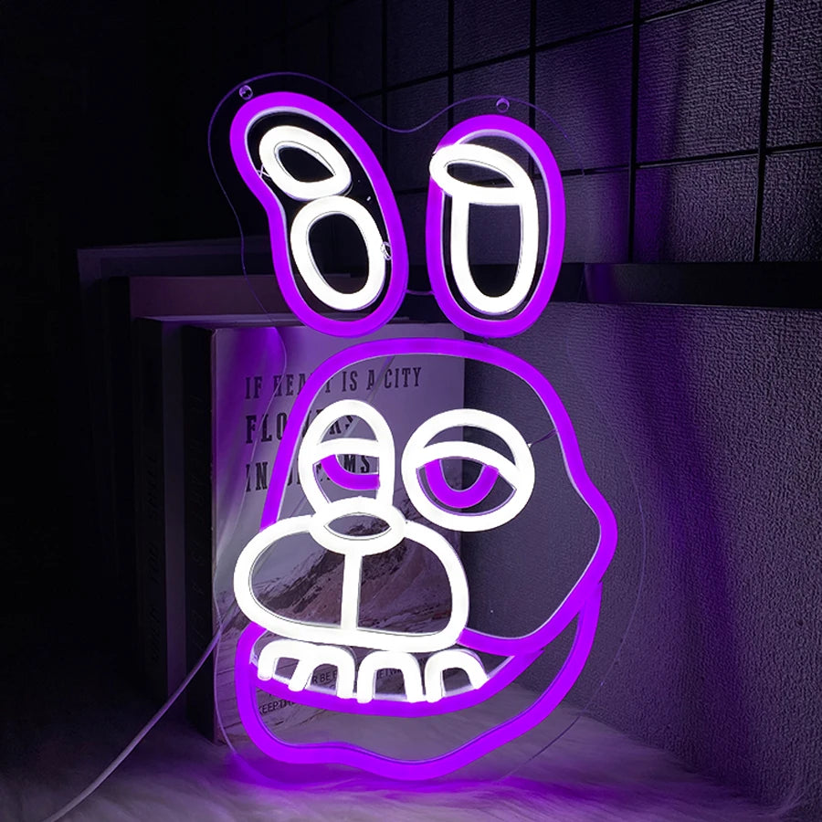 Enseigne néon Lapin Bonnie, utilisée pour la décoration murale, alimentation USB, chambre à coucher, salle de jeux, club, fête à thème, lampe murale enseigne pour caverne d'homme.