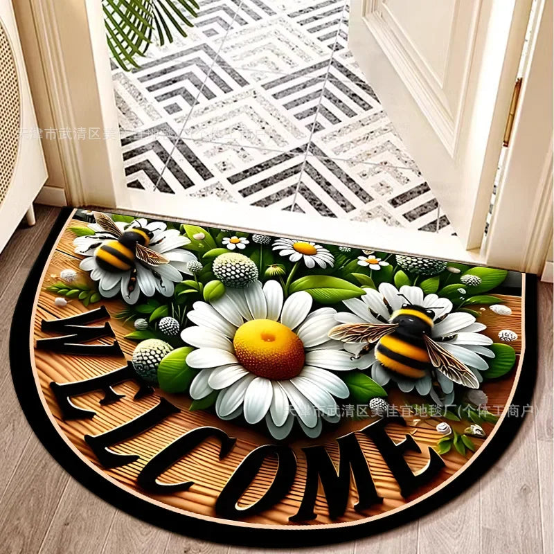 Alfombra Semicircular Bohemia VIKAMA, Felpudo de Entrada para Interiores y Exteriores, Alfombrilla de Puerta de Baño, Decoración Suave y Antideslizante para el Hogar.