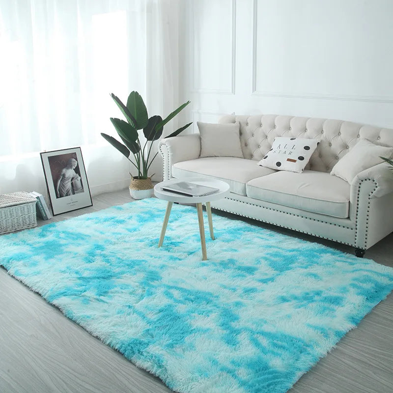 Alfombra de felpa teñida anudada VIKAMA, decoración para sala de estar, alfombra suave y mullida para el hogar, manta antideslizante para gatear para niños.