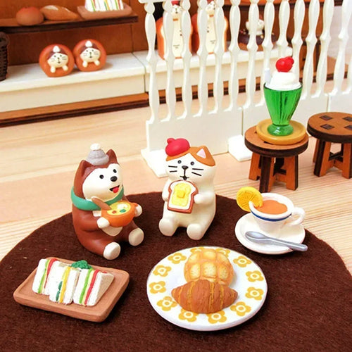 2025 Serie de Pasteles para Hornear Pan Figuras de Acción de Gatos de Juguete de Moda Creativa Accesorios de Adorno de Resina Miniaturas de Escritorio para el Interior del Coche