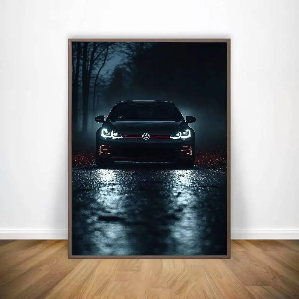Póster V-VW G-GolfS G-GTI Superdeportivo Adhesivo para Pared, Impresión Impermeable para el Hogar, Salón, Dormitorio, Bar, Decoración Estética