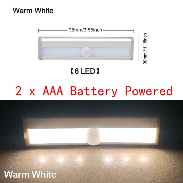LED Under Cabinet Night Light Motion Sensor Closet Light Kitchen Bedroom Lighting Wall Lamp With Magnetic Strip USB Rechargeable