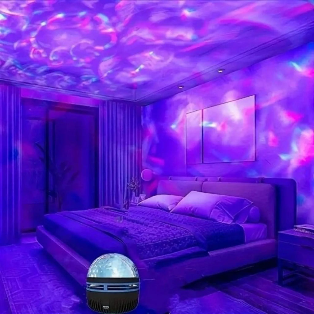 Lámpara de proyección de atmósfera con proyector LED Galaxy Light RGB Starry Sky, control remoto de Navidad y Halloween, 7 colores, giro automático en casa