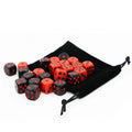 24 dés/ensemble avec sac en velours, ensemble de dés rouges/noirs 16 mm