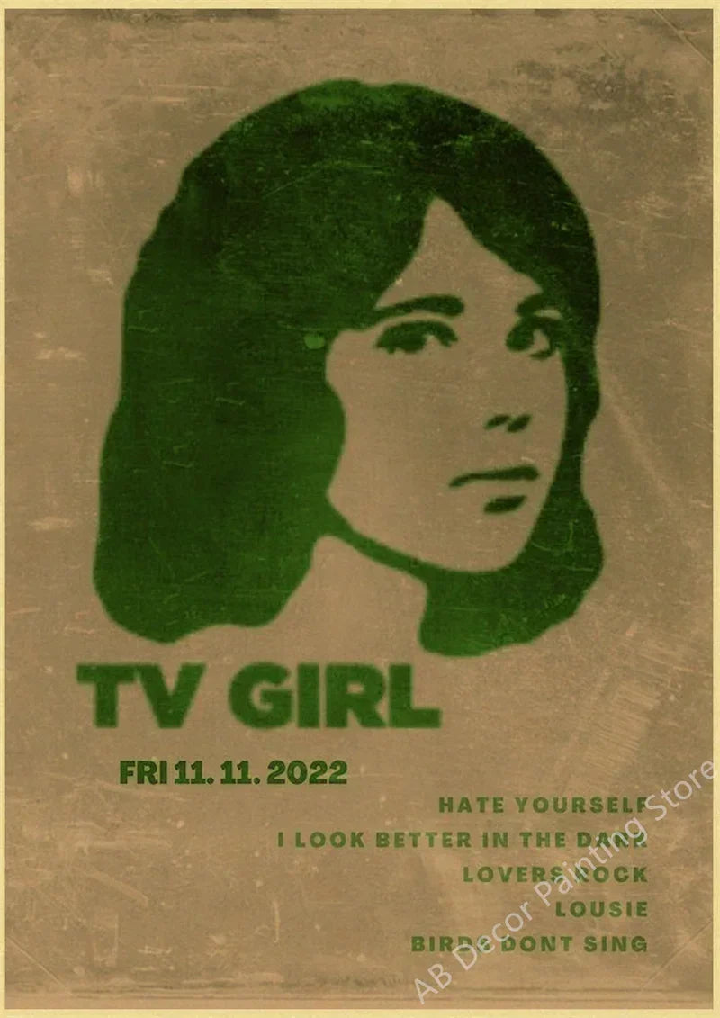 Pósters de TV Girl Retro, impresiones en papel Kraft, Lovers Rock, póster vintage, arte de pared, pintura para estudio, hogar, sala de estar, decoración, imagen