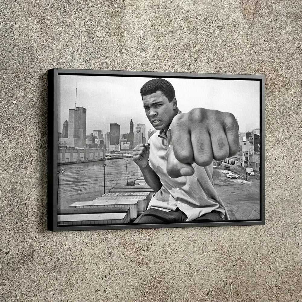 Classic Vintage Wall Art Mike Tyson Vs Muhammad Boxing Painting, HD Canvas Printed Poster, Home Living Room Bedroom Decoration