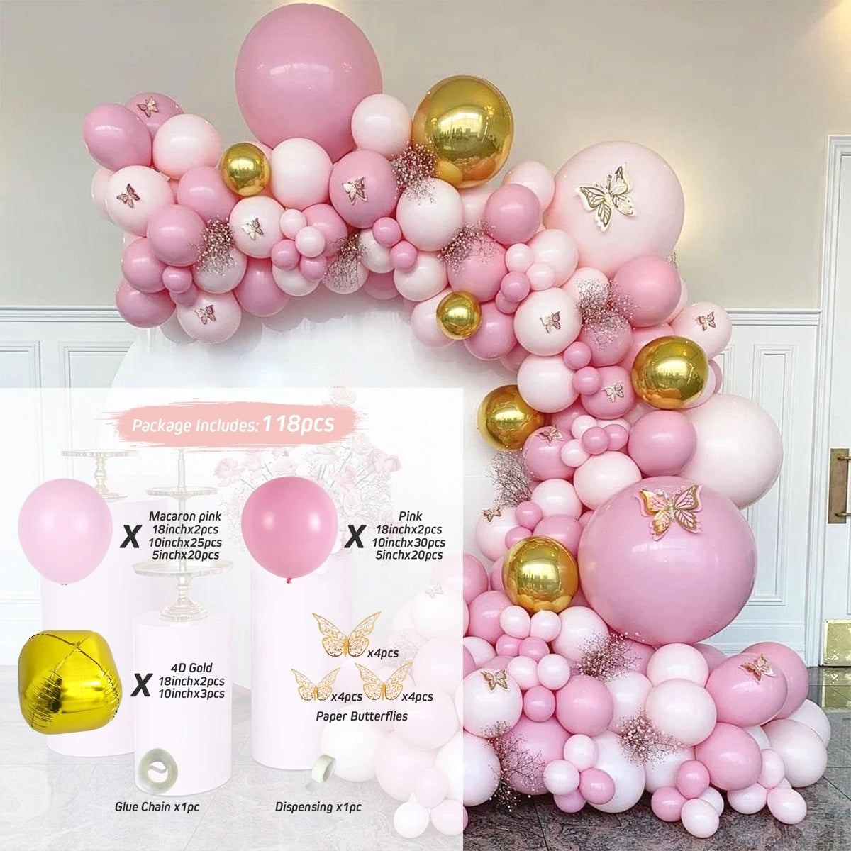 Purple Butterfly Balloons Garland Arch Kit Latex Ballon Birthday Party Decor Kids Adult Wedding Baloon Baby Shower Decor Ballon