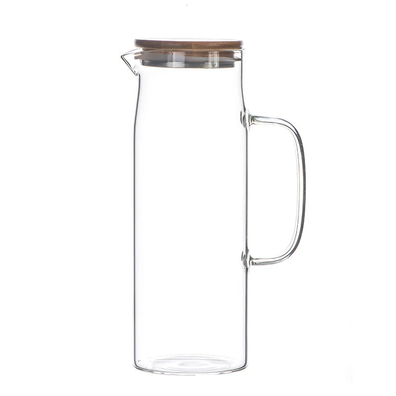 Nouvelle bouilloire en verre épaissi de 1000 ml/1500 ml avec couvercle en bambou et filtre, peut être ajoutée à la bouilloire pour jus et café