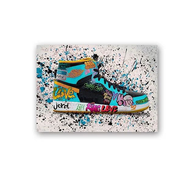 Banksy Street Art Canvas Paintings Sneakers Mouth Ballon Girl Graffiti Pop Art Posters Prints Cuadros Wall Art Home Decoration