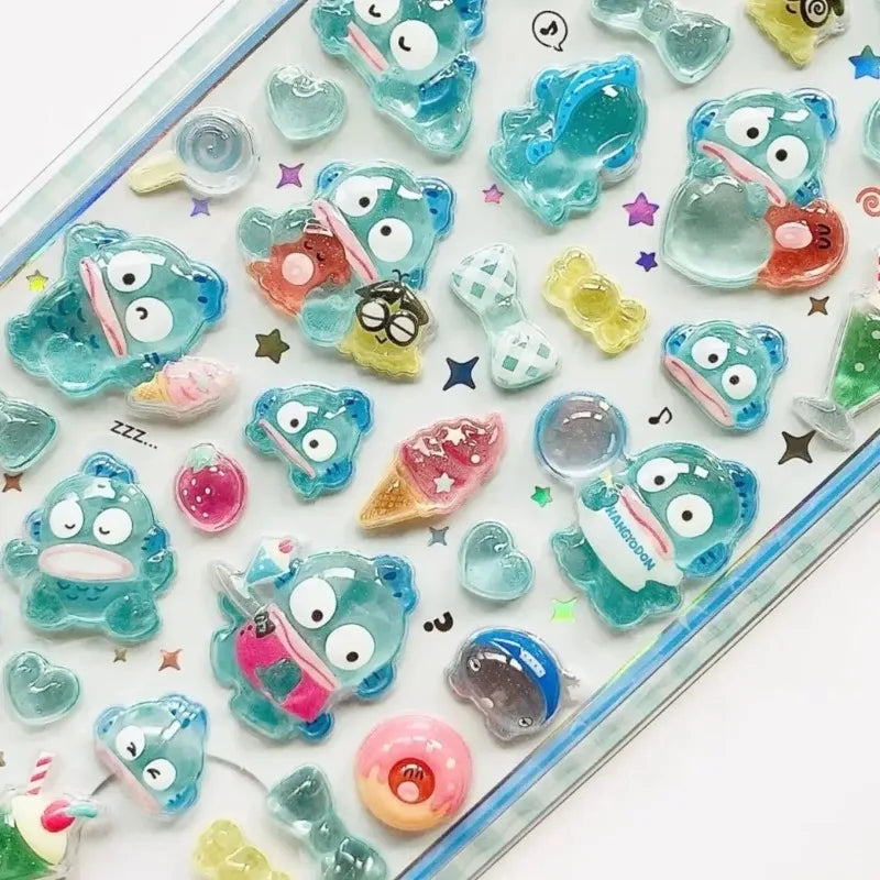 Autocollants 3D Sanrio Hellokitty Kuromi Cinnamoroll Mignons Anime Transparent Cristal Gelée Décoratifs pour Coque de Téléphone Bricolage Jouet pour Enfants