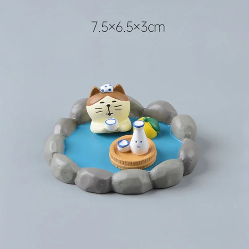 ZAKKA Lindas figuras de gato bebiendo Shiba Inu, modelo de resina, árbol de pomelo, jardín de hadas, decoración de escritorio, regalos