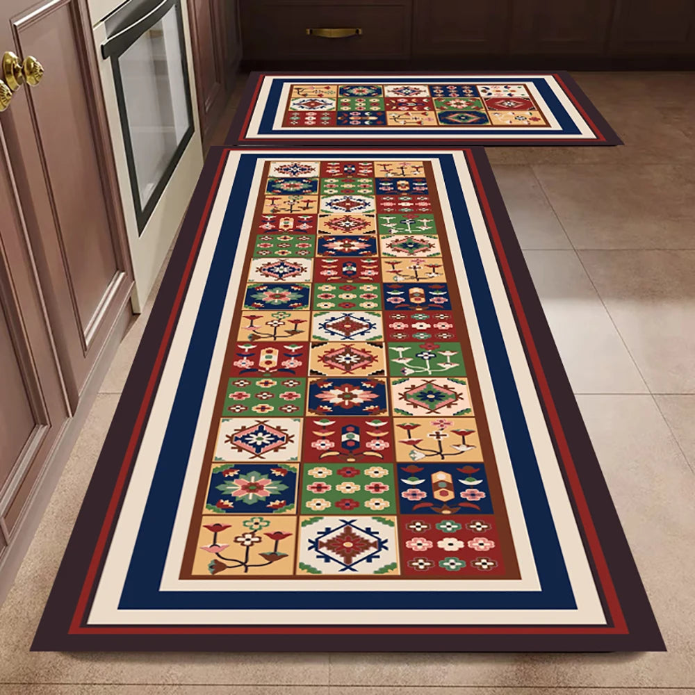 VIKAMA 1/2PCS Alfombra de cocina resistente al aceite, alfombra de baño absorbente de secado rápido, felpudo antideslizante para decoración del hogar