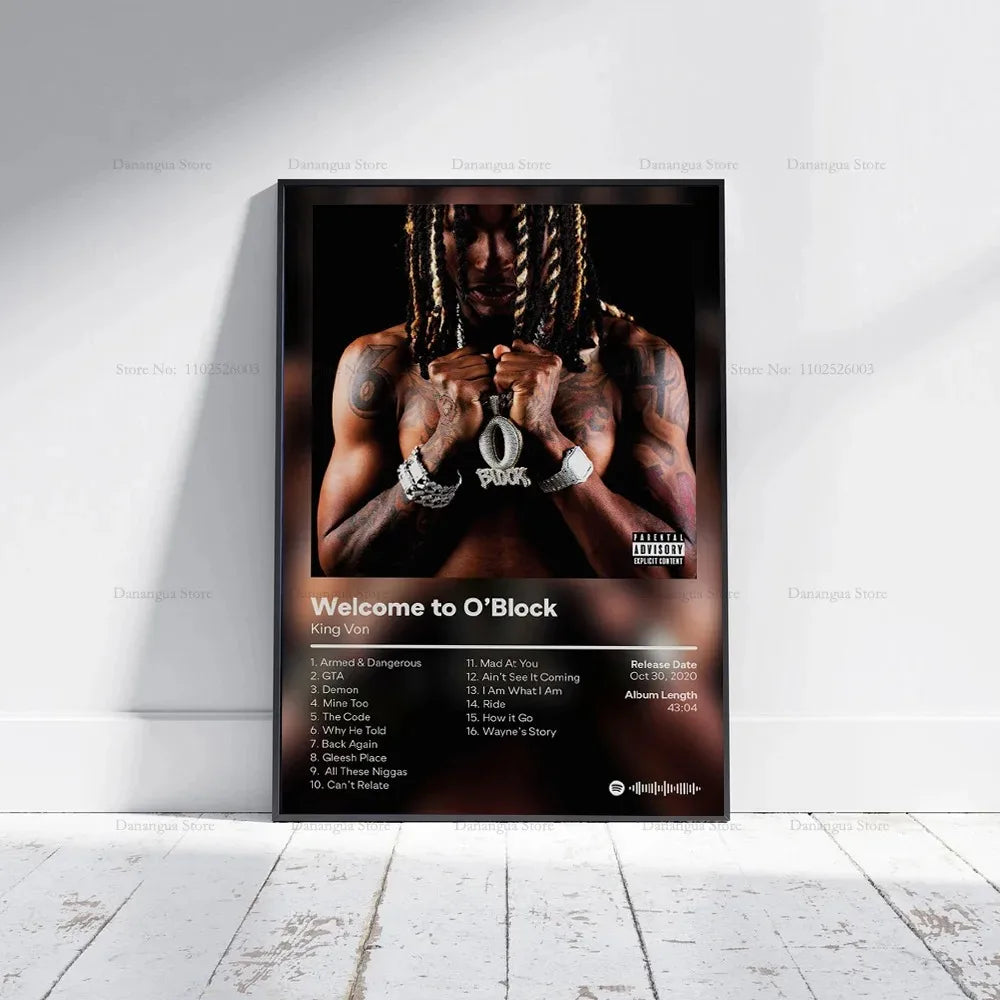 Póster de álbum de música, impresiones de póster, arte de pared, póster de King de Welcome To O Block, pintura en lienzo, regalo, foto, decoración para el hogar y habitación.