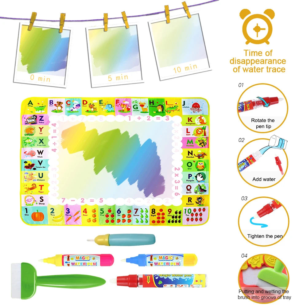 Alfombrilla mágica para dibujar con agua, alfombrilla de garabatos para colorear con bolígrafos mágicos, juguetes educativos, tablero de pintura, juguetes Montessori para regalos de niños