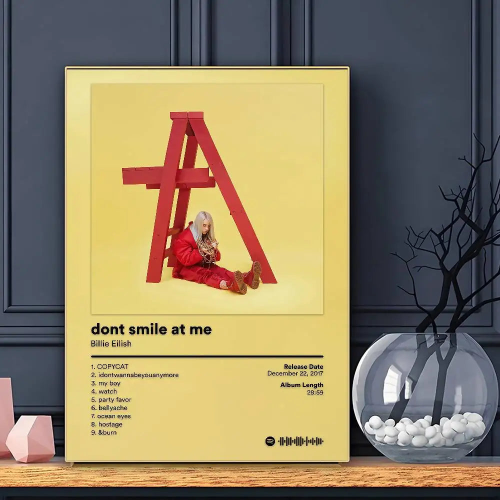 Cantante E-Eilish ÁLBUM CALIENTE Póster Arte HD Pegatina de Pared Impermeable Decoración para Sala de Estar Hogar Bar