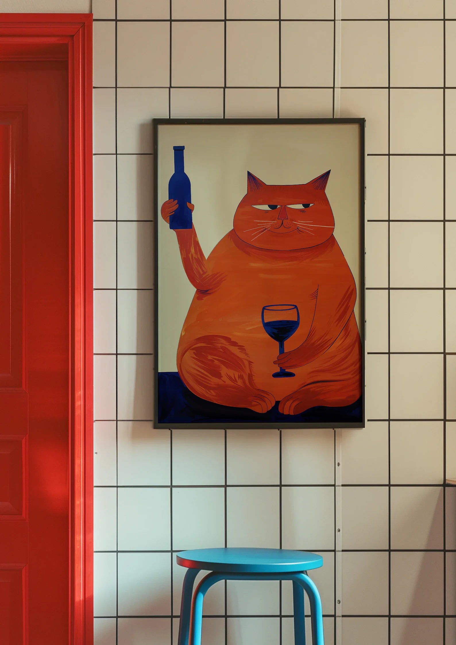 Décoration de bar, Affiche de chat, Impression de vin, Décoration de cuisine rétro, Décoration de milieu de siècle, Art mural tendance, Impression "Cheers", Salle à mange