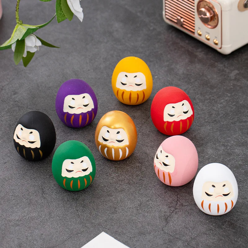 8 estilos de muñecas Daruma japonesas de cerámica, amuleto de la suerte, adorno de la fortuna, decoración de paisaje para el hogar y la oficina, accesorios de regalo en miniatura