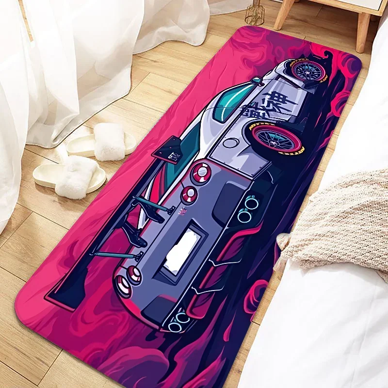VIKAMA Alfombra Cool Racing Antideslizante Suave para Dormitorio Mesita de Noche Alfombras de Ventana Mantas Pasillo Alfombrillas de Piso Decoración del Hogar
