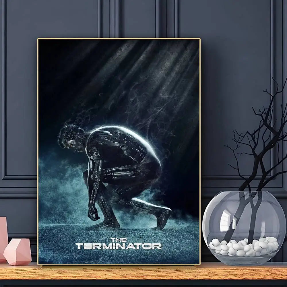 Póster Clásico de Película "The Terminator" Adhesivo para Pared, Impresión Impermeable para el Hogar, Sala de Estar, Dormitorio, Bar, Decoración Estética