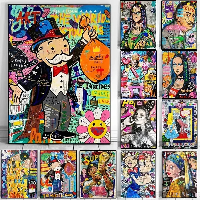 Art mural esthétique graffiti moderne Banksy Pop Portrait HD Toile Affiches Impressions Décoration Chambre Salon Cadeau