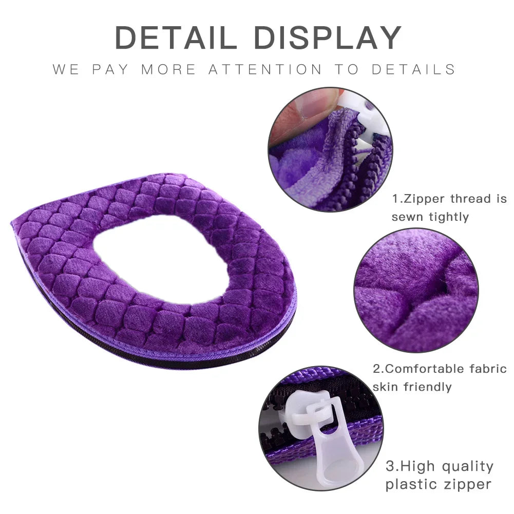 Funda de Asiento de Inodoro de Baño Suave de Invierno Cálido Cojín de Peluche en Forma de O Lavable Suministros para el Hogar 37cm×44cm