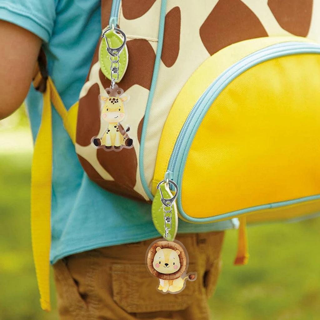 Porte-clés animaux de la jungle Porte-clés animaux de safari Lion Girafe Éléphant Porte-clés Décoration de fête d'anniversaire animaux Fête de naissance