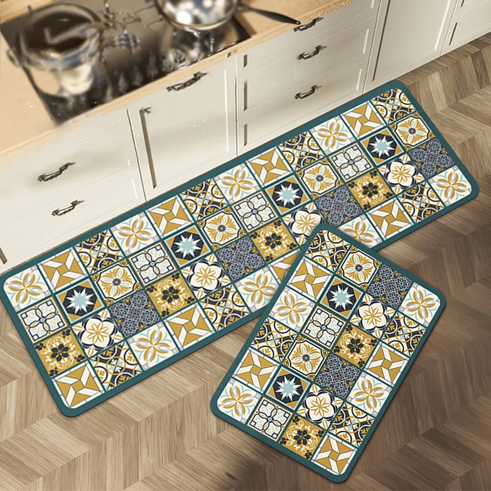 VIKAMA 1/2PCS Alfombra de cocina resistente al aceite, alfombra de baño absorbente de secado rápido, felpudo antideslizante para decoración del hogar